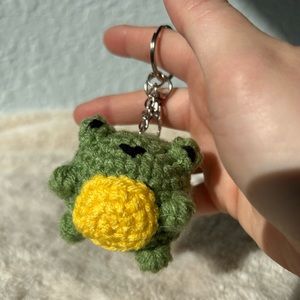 Handmade froggy amigurumi keychain accessory hand crochet frog toy